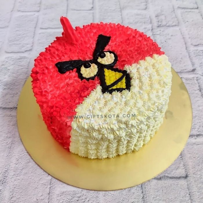 Online Fresh Cream and Chocolate Angry Birds Theme Birthday and anniversary  Cake customised cakes delivered in Bangalore
